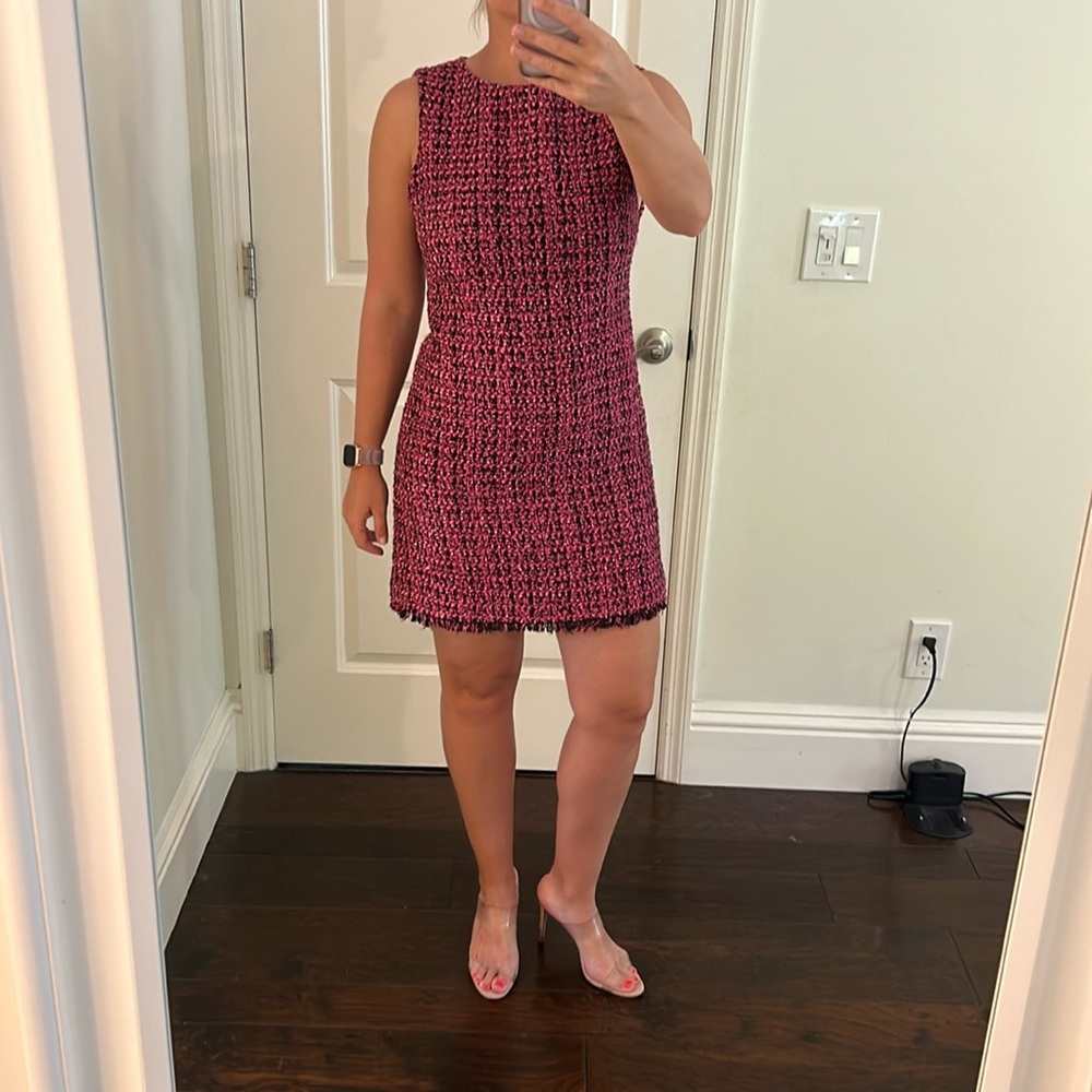 Pink and black Alice and Olivia tweed mini dress